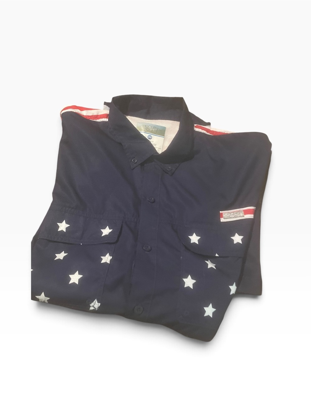 Ocean Coast size XL Navy Star Print Men’s Button-Up Shirt like new